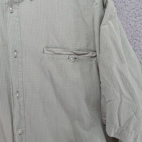Columbia Shirt Mens Large Green Sage Plaid Button Up Outdoors Utility Casual - Picture 2 of 7